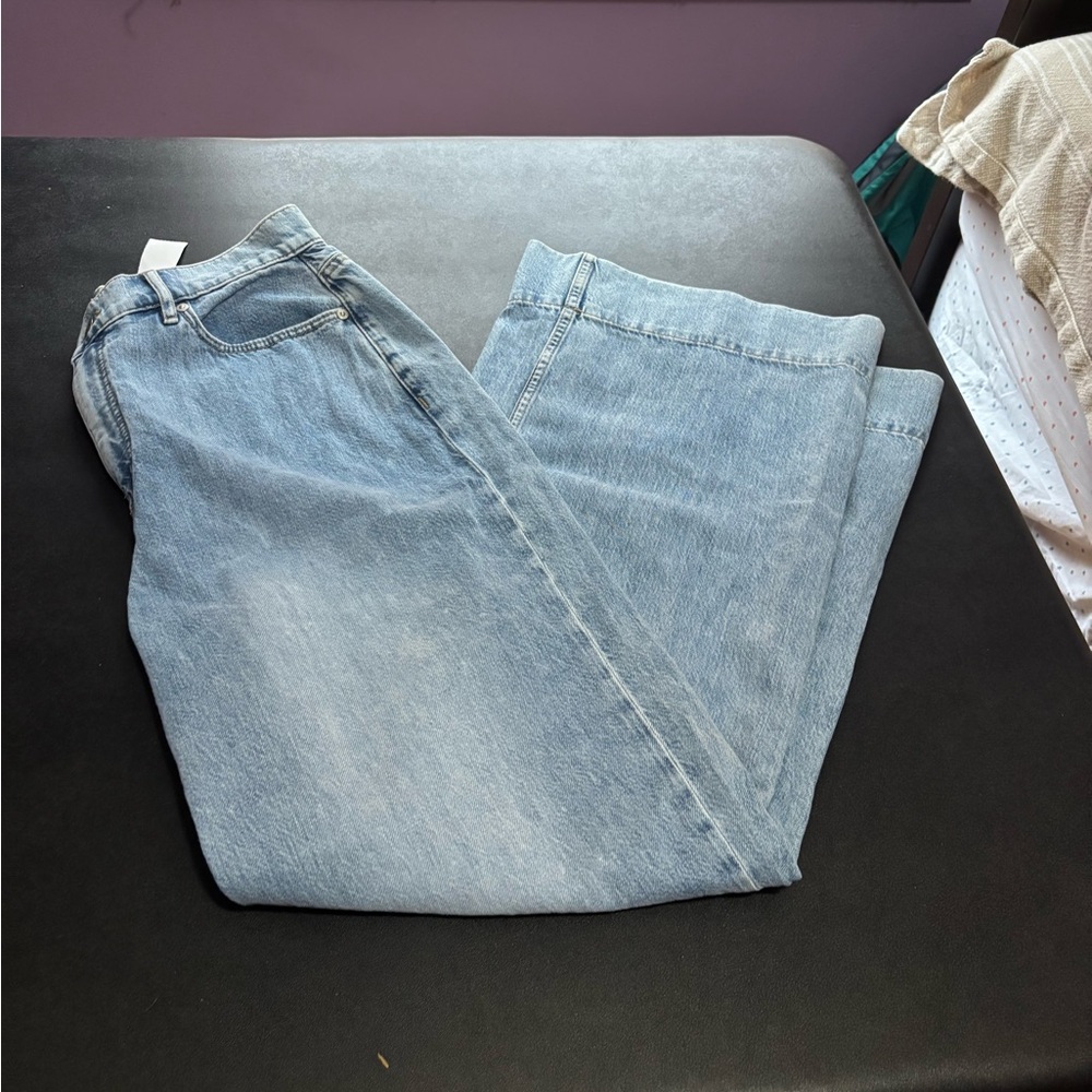LOFT women’s  High Rise Palazzo Jeans in Soft Blue